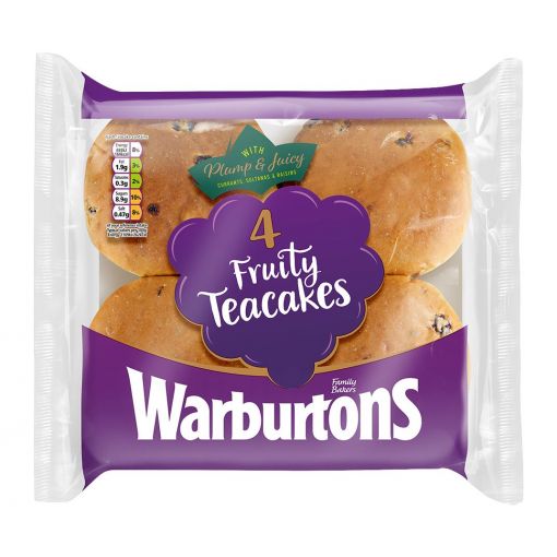 Warburtons Fruity Teacakes (Pack of 4)